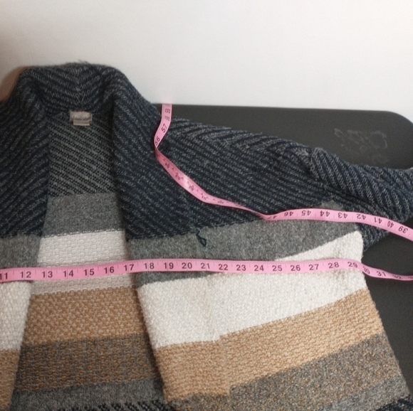 Chico's Multi Stripe Coatigan with safety pin closure, size 3/L/16 - Picture 14 of 14